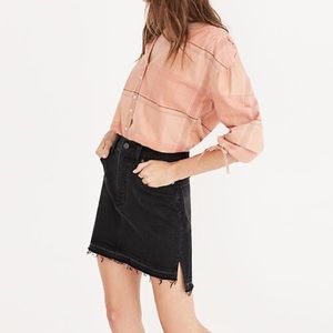 Madewell Black Denim Step Hem Skirt